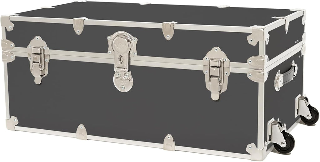Rhino Trunk & Case Classic Camp & College Trunk with Wheels. 30'x17'x13', 1500+ lbs Capacity - Many Colors, Soft-Close Lid. Strong, USA Made Summer Camp Footlocker and Secure Dorm Storage Chest