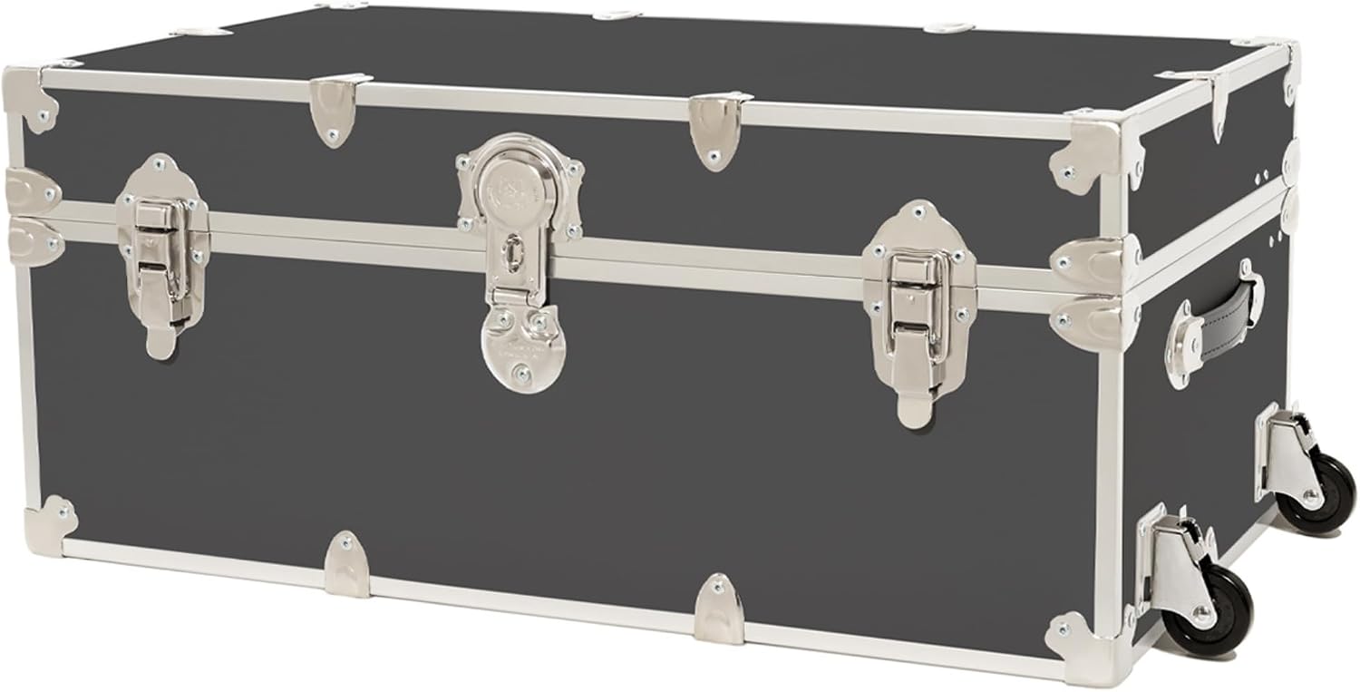 Rhino Trunk & Case Classic Camp & College Trunk with Wheels. 30'x17'x13', 1500+ lbs Capacity - Many Colors, Soft-Close Lid. Strong, USA Made Summer Camp Footlocker and Secure Dorm Storage Chest