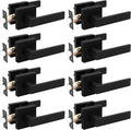 Probrico 8 Pack Black Passage Door Levers Square Lever Non-Locking Lever Set Interior Keyless Door Handles Door Lock Doorknobs for Hallway Closet