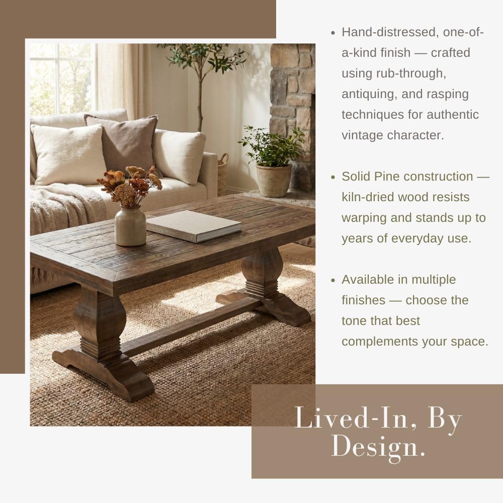 Martin Svensson Home Napa Coffee Table - Reclaimed Natural Finish - Farmhouse Style - Living Room Centerpiece