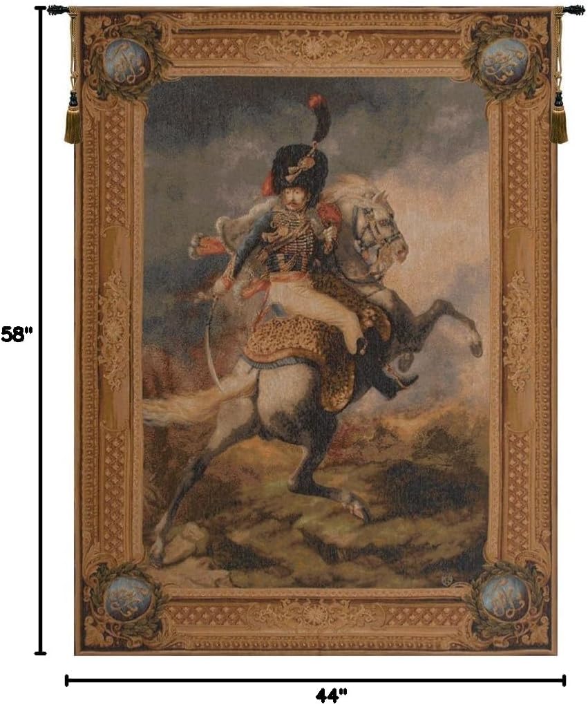 Charlotte Home Furnishings Inc. Cavalier De La Garde Imperiale French Tapestry Wall Hanging, 58 x 44 Inch, Viscose Cotton and Polyester Blend Wall Art, Perfect For Wall Decor by Theodore Gericault