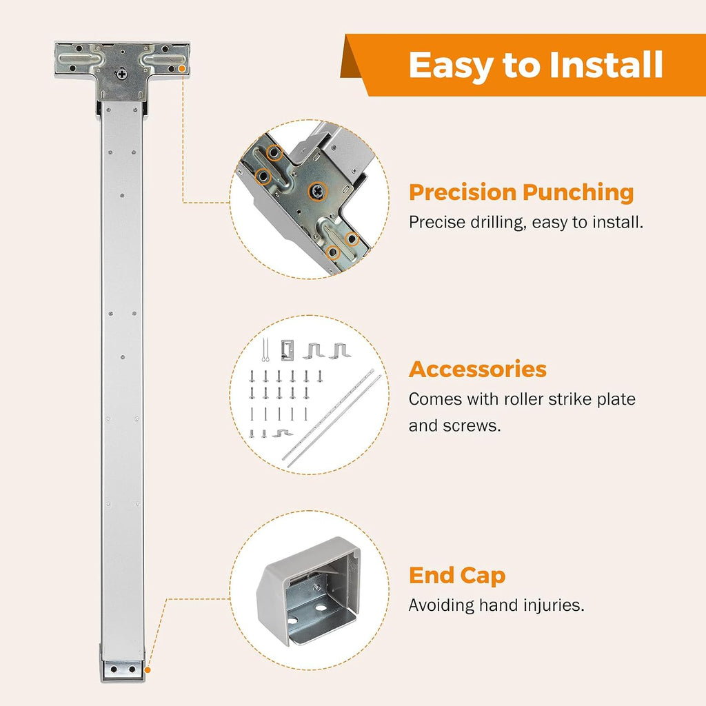 BEAMNOVA 27.5 Inch Vertical Rod Exit Device, Door Panic Bar, Commercial Gate Push Bar Lock Set, Roller Strike, Plate End Cap, Emergency Accessories Metal Parts, Metallic