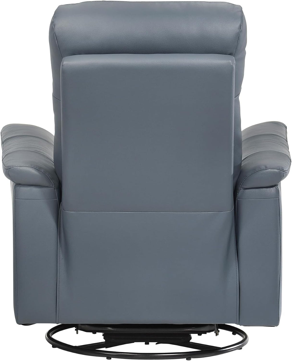 Lexicon Swivel Glider Recliner Chair, Comfy Nursery Glider, Top Grain Leather Match Recliner, Manual Reclining Chair for Living Room/Office/Apartment, Blue Gray