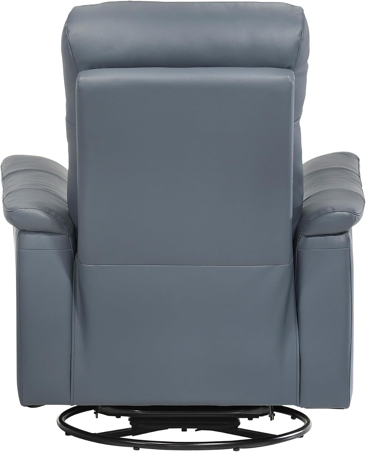 Lexicon Swivel Glider Recliner Chair, Comfy Nursery Glider, Top Grain Leather Match Recliner, Manual Reclining Chair for Living Room/Office/Apartment, Blue Gray