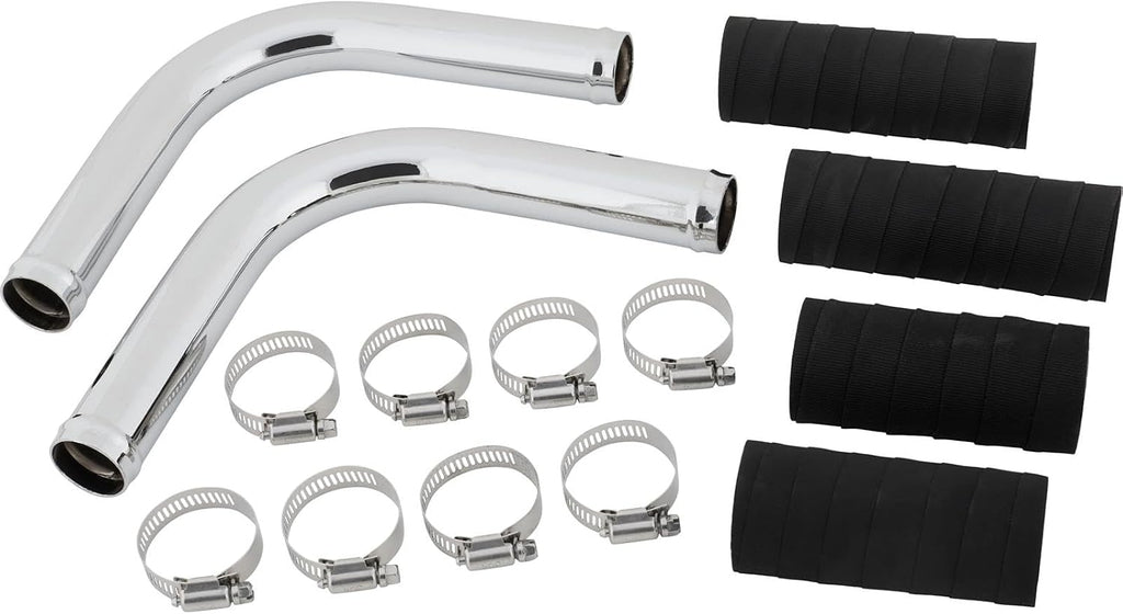 Speedway Motors 1949–1953 Flathead Radiator Hose Dress-Up Kit with Chrome or Stainless Tubes, Upper Coolant Hoses, Rubber Connectors, and Hose Clamps