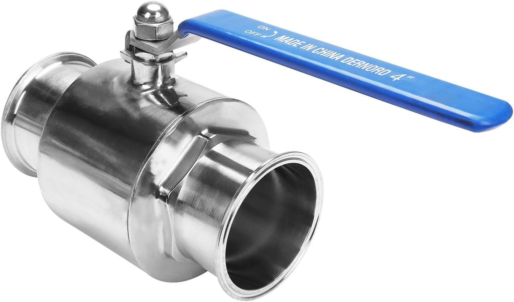 DERNORD 4 inch Tri-Clamp Clover Ball Valve Stainless Steel 304,PTFE Lined. (4 inch Tube OD)