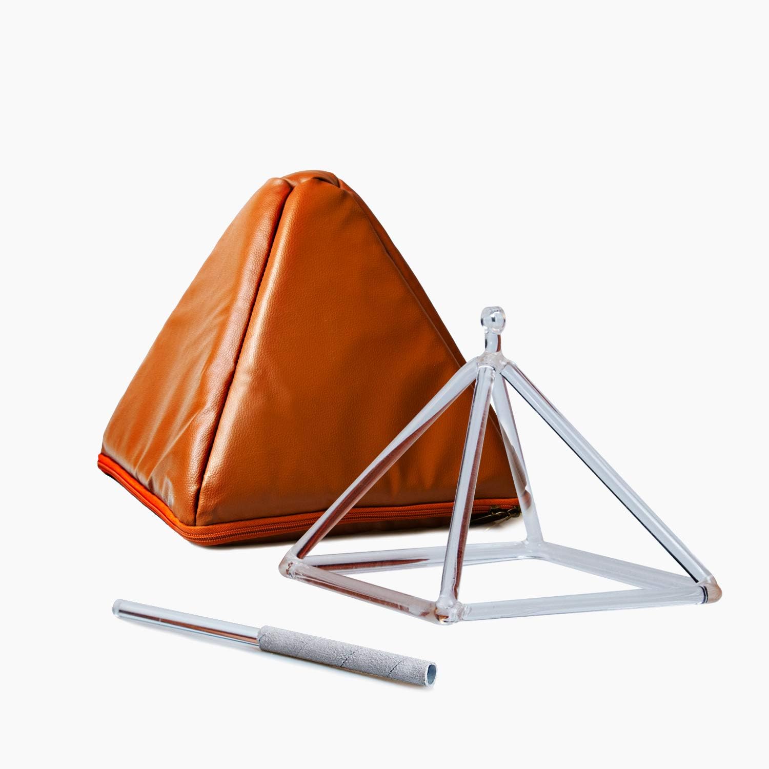 TOPFUND 9 inch Crystal Singing Pyramid with Synthetic Leather Carrying Case and Quartz Suede Mallet