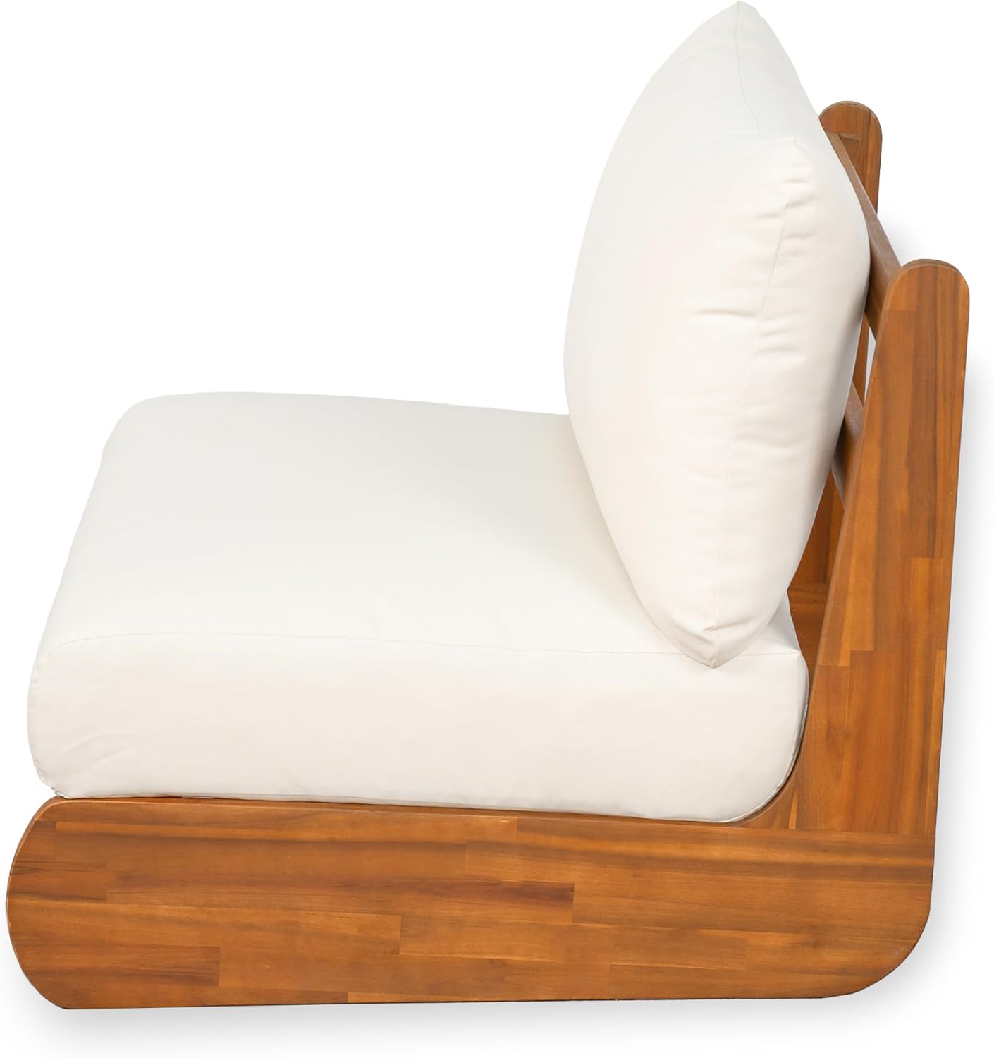 Christopher Knight Home Poppy Outdoor Club Chair with Water Resistant, Acacia Wood Lounge Chair Outdoor, Patio Low Profile Accent Chair, Comfy Reading Chair for Garden Backyard, Teak + Beige