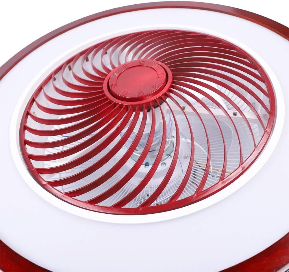 LOYALHEARTDY Modern Bladeless Ceiling Fan with Light, Flush Remote, 22' Smart 3 Light Color Change and 3 Speeds, Low Profile Ceiling Fan with Lights in Red Wood Finish