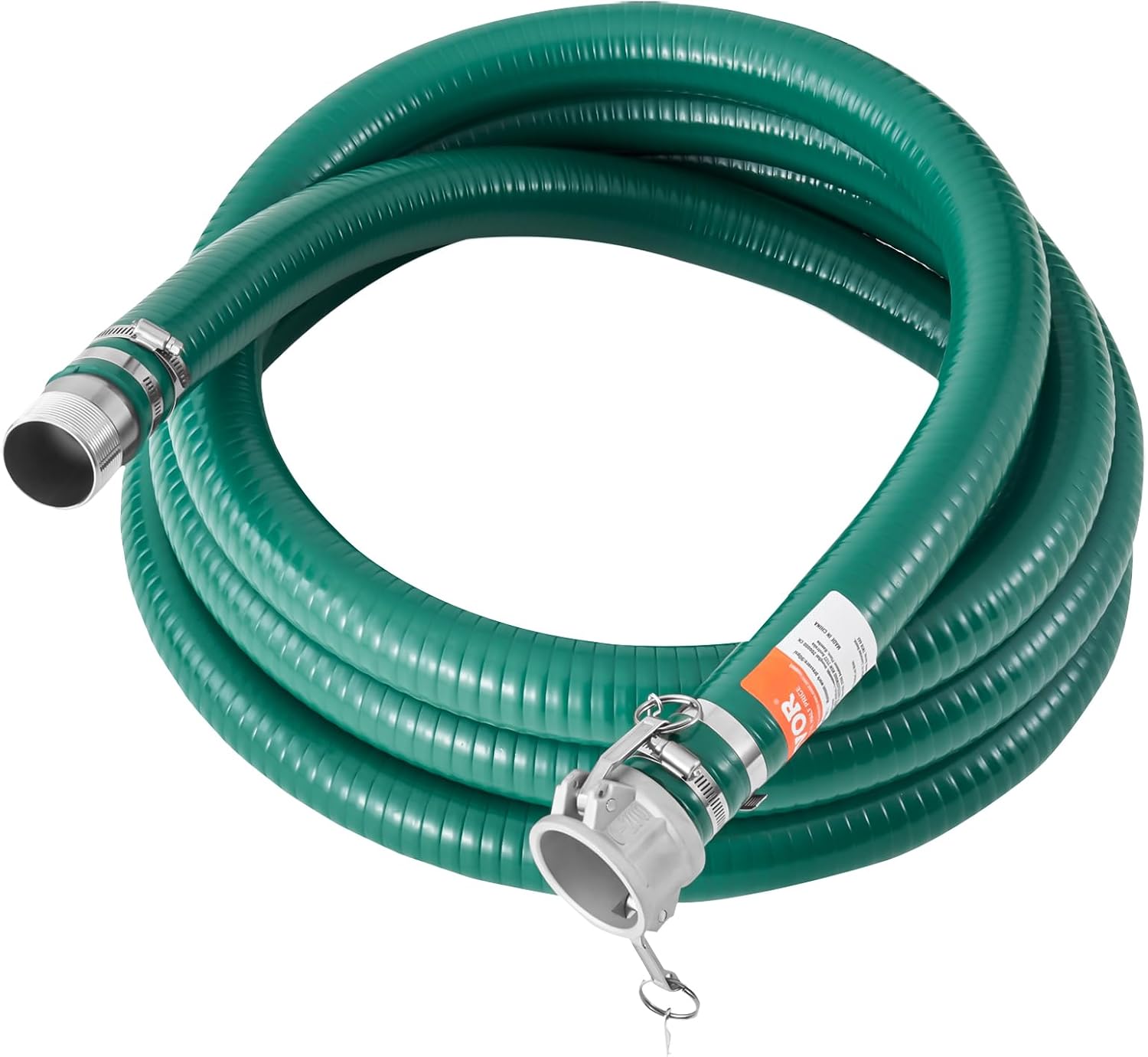 VEVOR Suction Hose Kit for Water Pump, with 2 in x 65 ft Blue Backwash Hose, 20 ft Green Suction Hose, and Steel Round Hole Strainer, Camlocks, Clamps, Cam & Groove Adapter, for Multiple Purposes