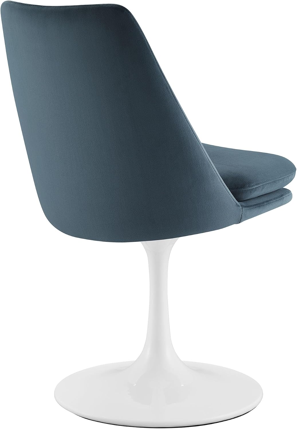 Modway Lippa Velvet Swivel Dining Side Chair in White Cadet Blue - Armless Accent Chair with Stain-Resistant Performance Velvet Upholstery - 360° Rotating Office Chair