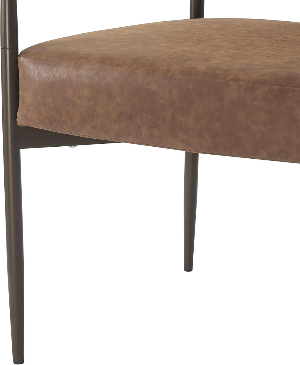 Christopher Knight Home Hyeok Modern Upholstered Dining Chairs Set of 2, Armchair Set with Metal Frame, Comfy Accent Chair with PU Leather Backrest/Seat Cushions for Kitchen/Dining Room, Brown
