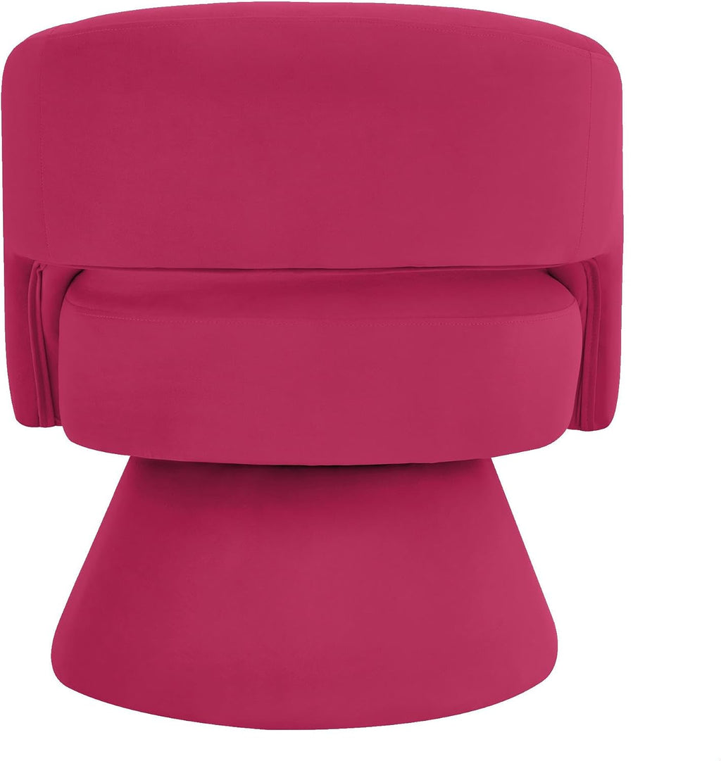 GDFStudio Swivel Barrel Chair Accent Arm Chair for Living Room Upholstered Velvet Round Reading Armchair Modern 360 Degree Comfy Swivel Chair with Open Backrest for Bedroom Office, Rose Pink