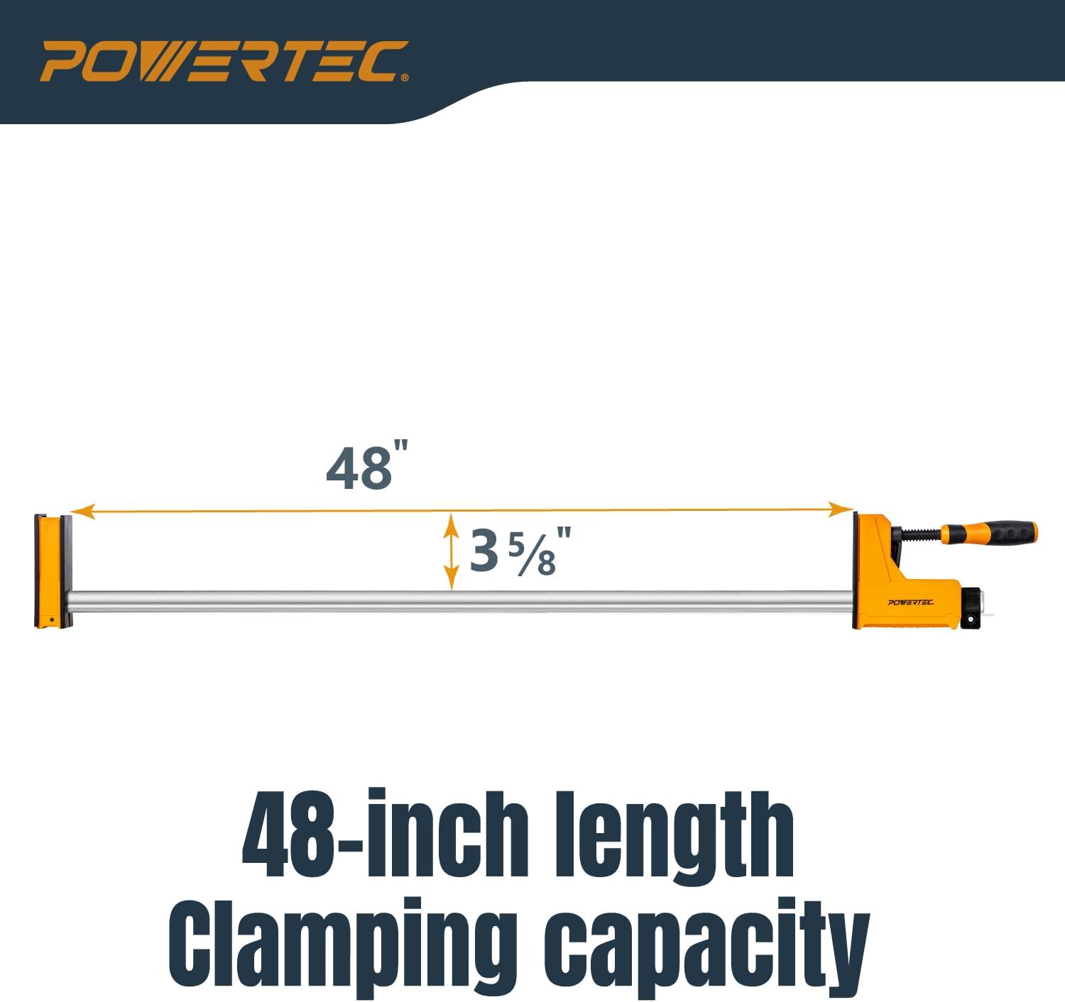 POWERTEC 71602-P4, 8PK, Woodworking Parallel Clamps 48-Inch | Jaw Bar Clamp Spreader Tool