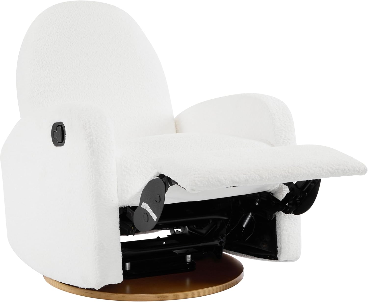 Christopher Knight Home Sidney Boucle Fabric Upholstered 360° Swivel Chair, Push-Back Recliner, Solid Wood Glider Recliner with Rotation, Living Room Lounge Chair, Adjustable Backrest, Milky White