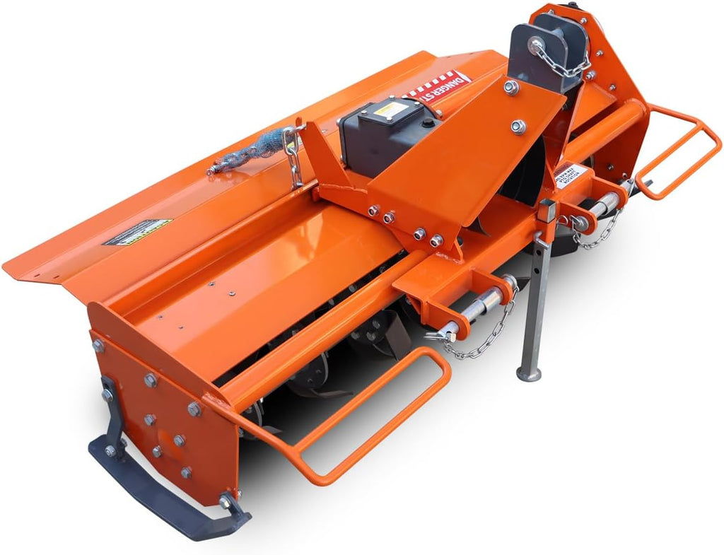 37' Rotary Tiller Attachment - Cat 1 3-Point PTO Driven, Single Speed 540 RPM Gearbox, 37.40' Working Width, 4.7' Max Depth, for 20–30HP Tractors - Not PTO Shaft