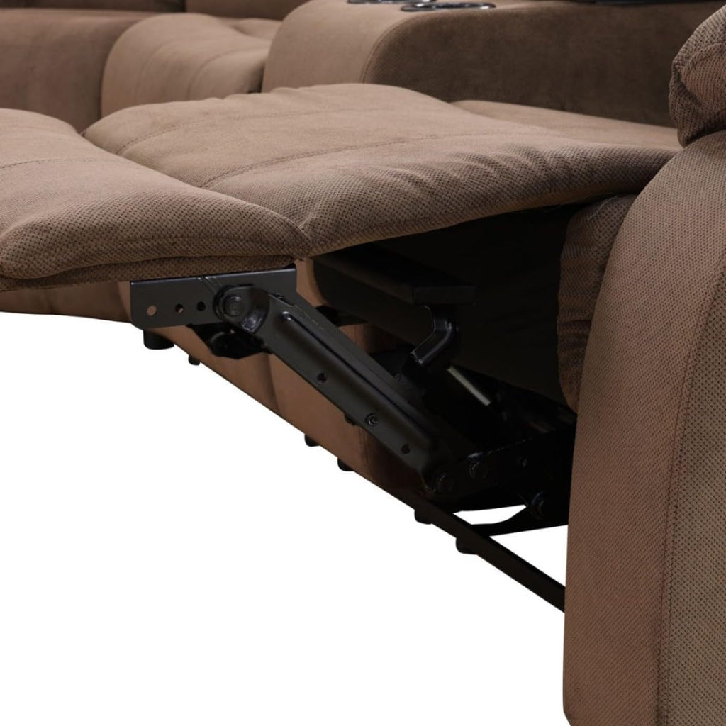 Reclining Sectional Sofa Set, L Shaped Recliner Couch with Cup Holder and Storage Console for Home Theater & Living Room, Brown