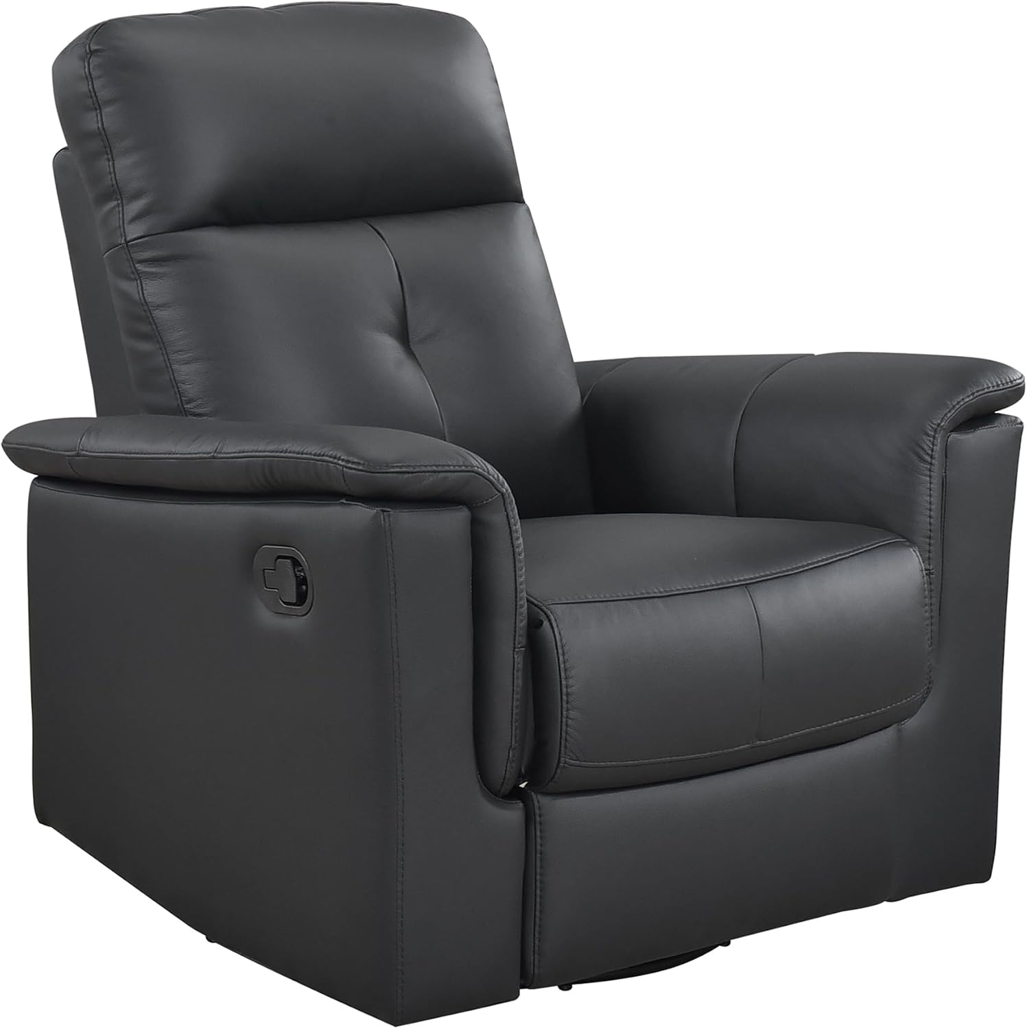 Lexicon Swivel Glider Recliner Chair, Comfy Nursery Glider, Top Grain Leather Match Recliner, Manual Reclining Chair for Living Room/Office/Apartment, Black