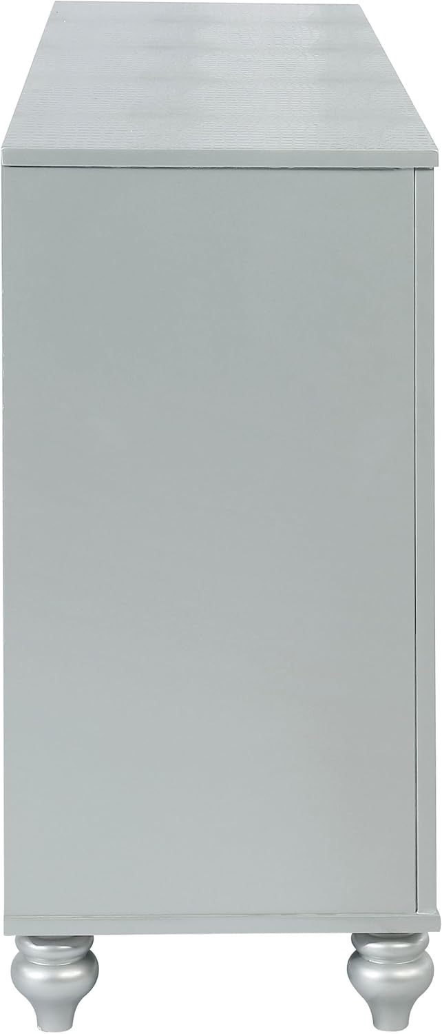 Coaster Home Furnishings - Gunnison - 6-Drawer Dresser with Modern Classic Style, Crystal-Like Pulls, Felt-Lined Top, Fretwork Panel Overlays - Bedroom - Silver Metallic - 223213