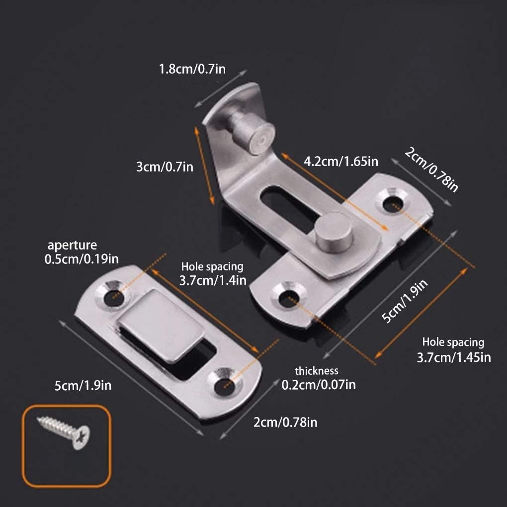 Latch Lock Flip Door Right Angle 90 Degree Sliding Safety Stainless Steel Home Hardware(Small)