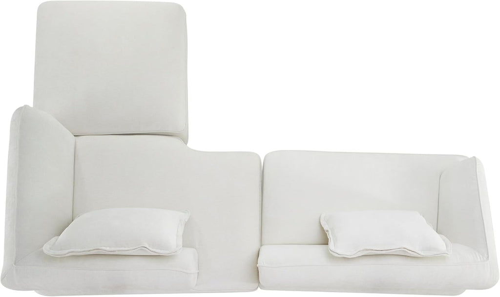 Christopher Knight Home Zacha 121' Modular L-Shape Sofa Couch with Chaise Lounge, Modern Boneless Sofa for Living Room, Fabric Upholstered Cloud Couch with Deep Seat, Milky White
