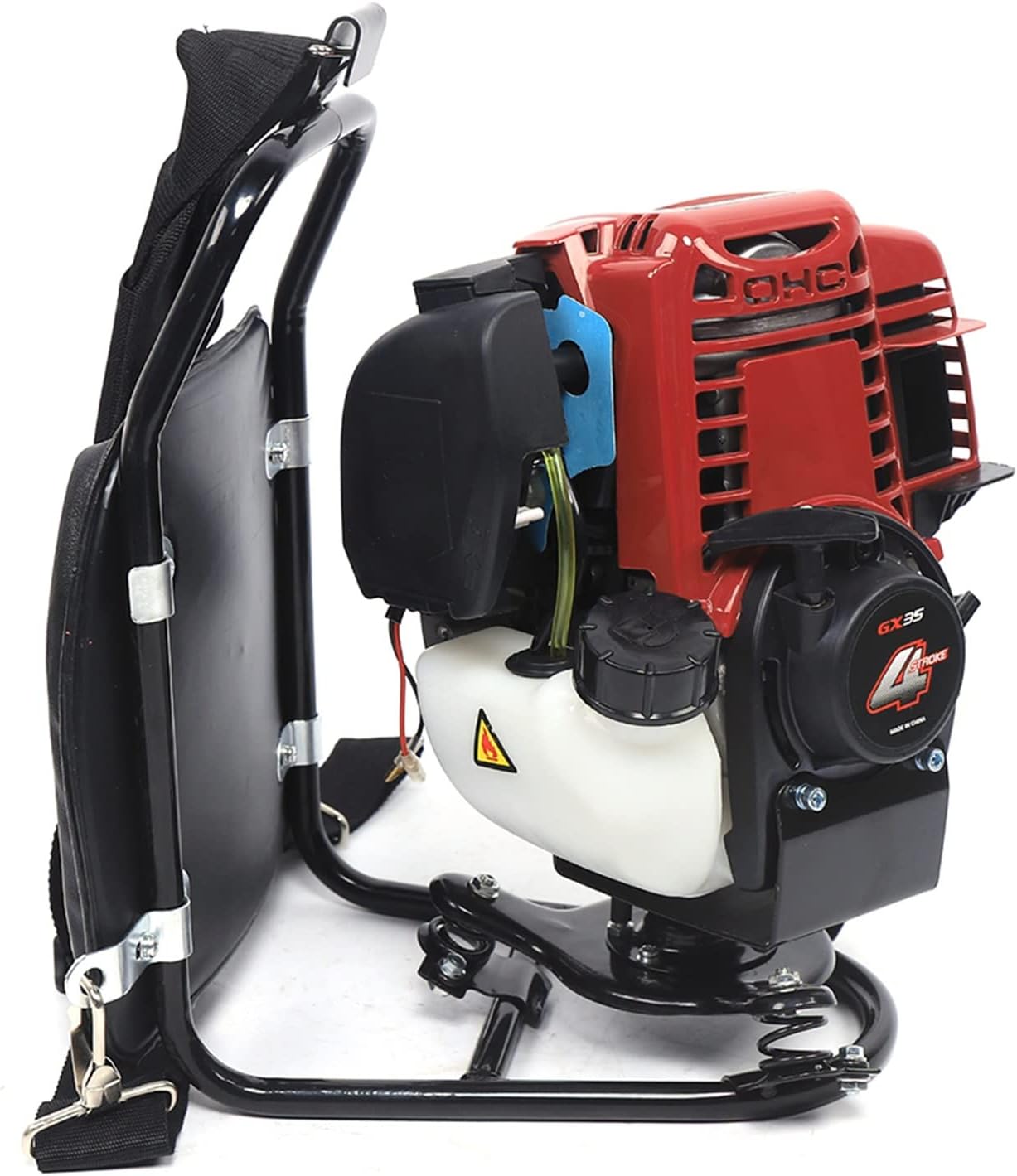 Lawn Mower, 3-in-1 4 Stroke Gasoline Backpack Tiller Grass Weeding Trimmer, 1.4HP Air-Cooled Engine Brush Cutter Hedge Cultivator,Portable Multi-Purpose Graden Lawn Mower for Farmland Clearing