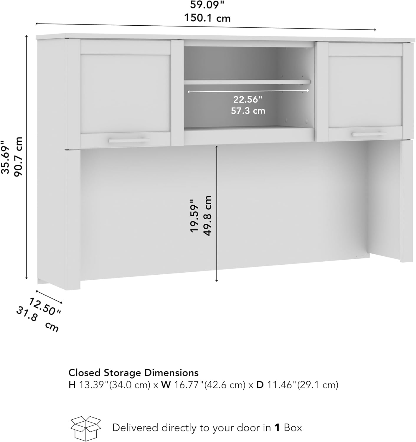 Bush Home 60-Inch Desk Hutch, Office Storage Organizer with Shelves, Cubbies and Frosted Glass Doors for Computer Desk, Home Office Furniture, Somerset Collection, Mocha Cherry