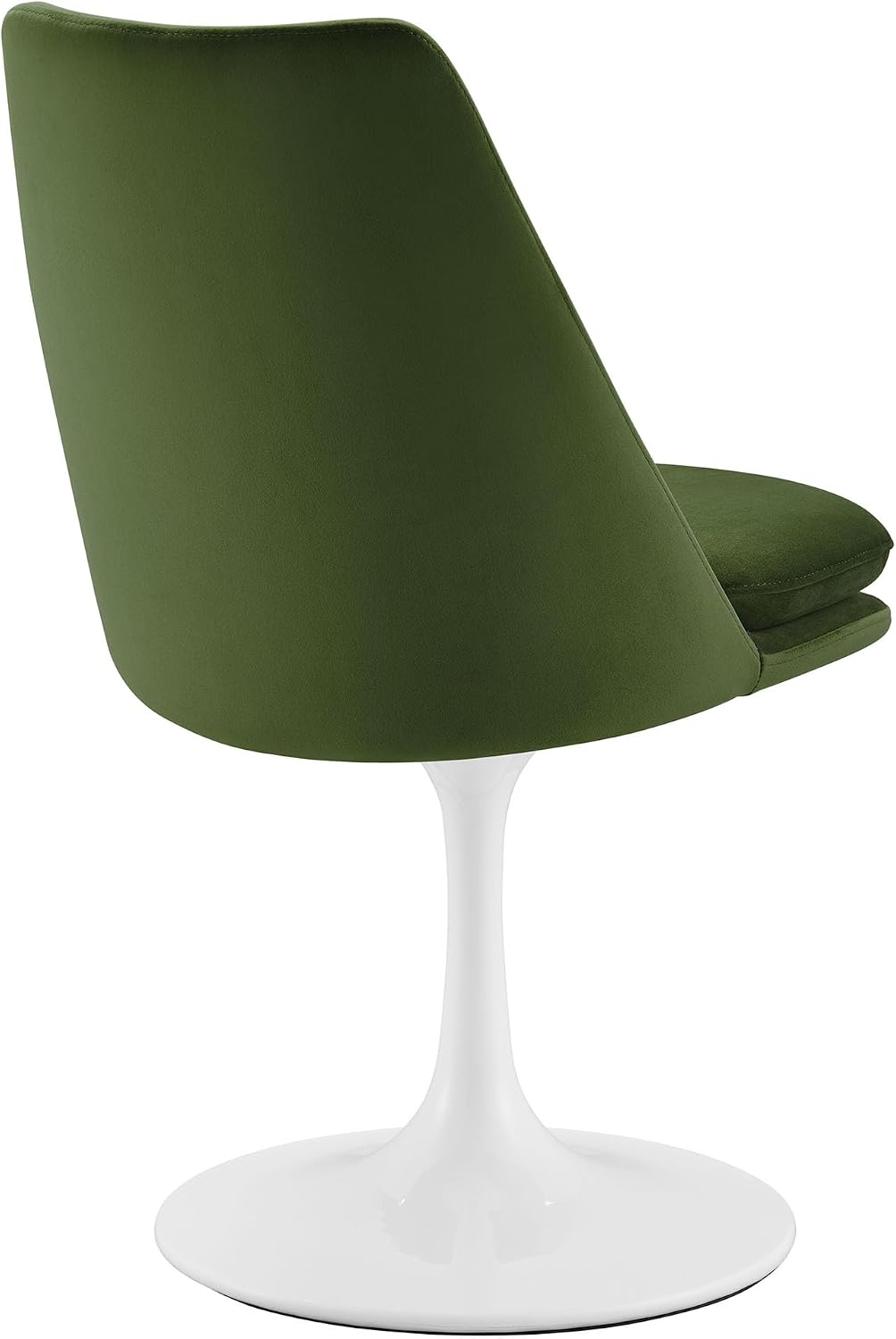 Modway Lippa Velvet Swivel Dining Side Chair in White Moss Green - Armless Accent Chair with Stain-Resistant Performance Velvet Upholstery - 360° Rotating Office Chair