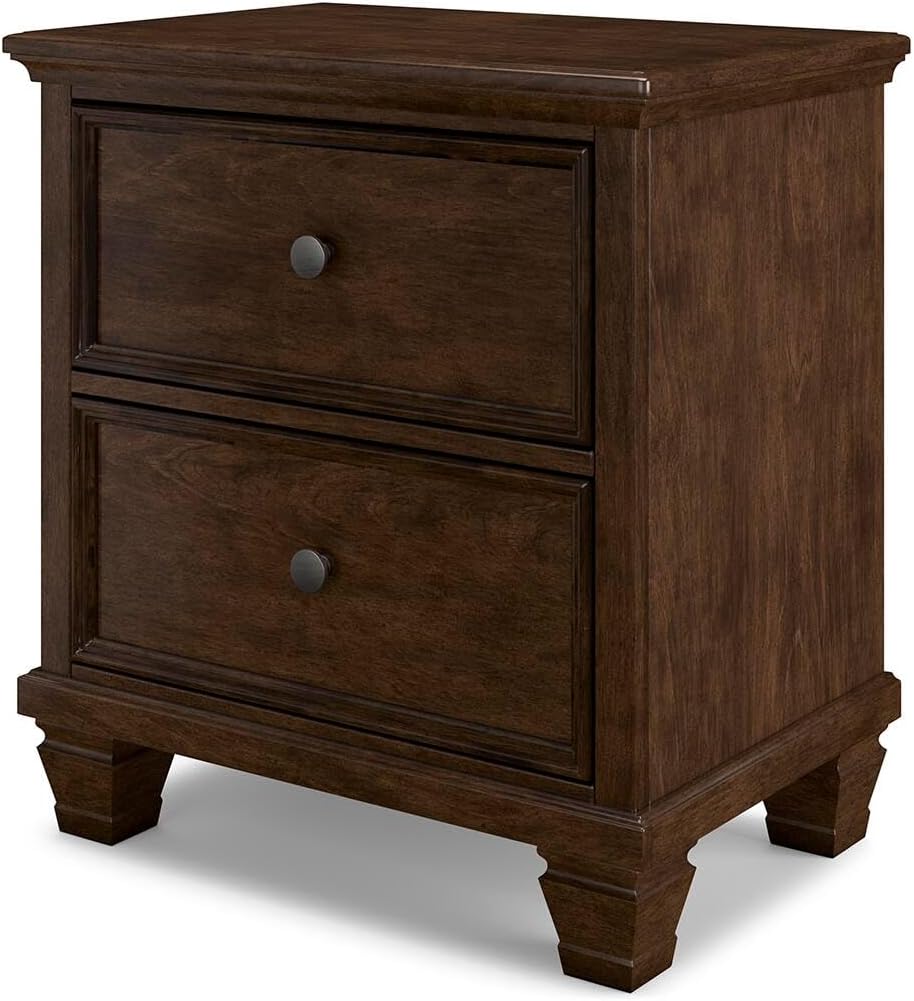 Signature Design by Ashley Danabrin Classic 2 Drawer Nightstand for Bedroom, 26.63' Tall, Dark Brown
