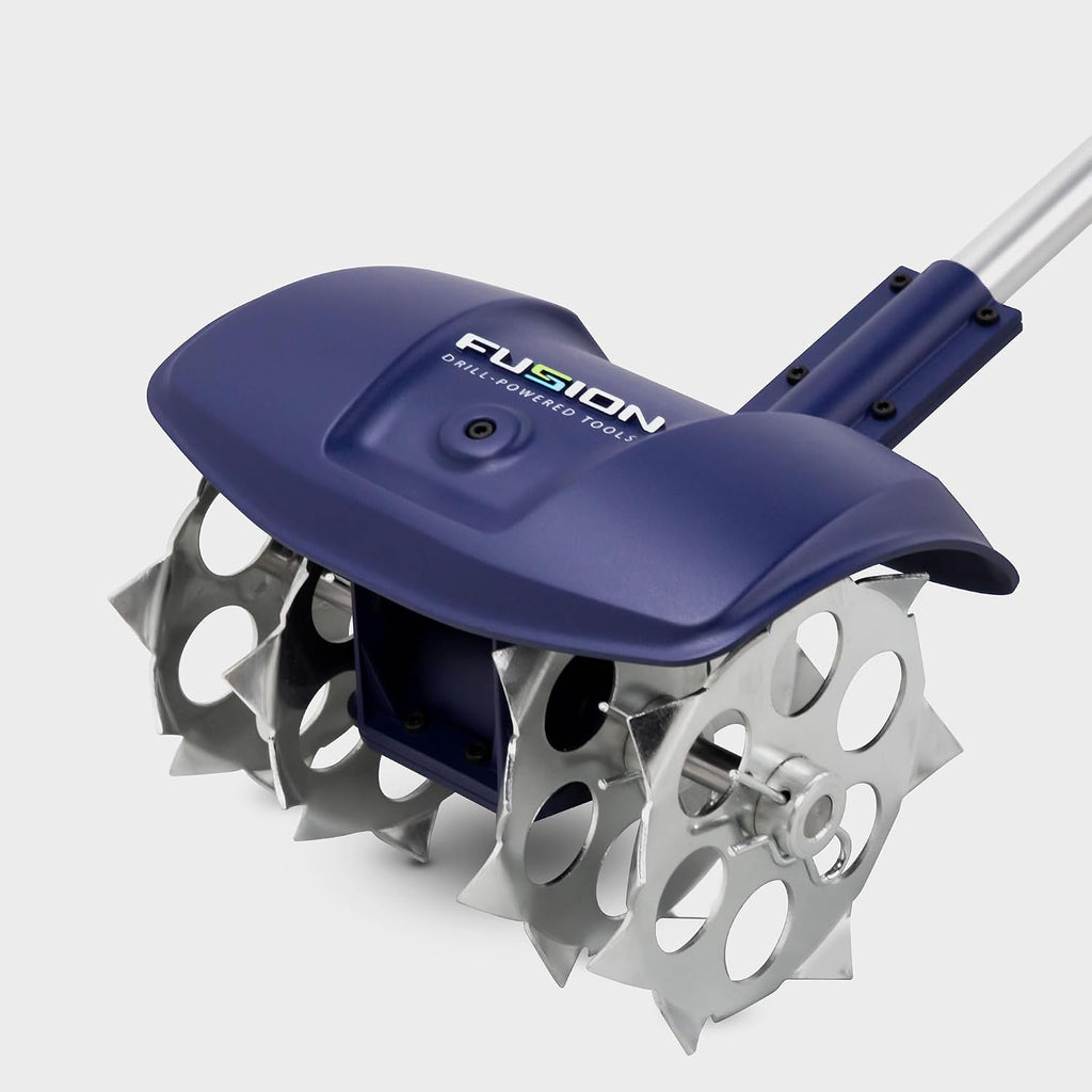Fusion Drill-Powered Cultivator, Compatible with Most Cordless Drills, Adjustable Cultivating Width Up to 8', Cultivating Depth Up to 5.5', Adjustable Length, Model: 46007