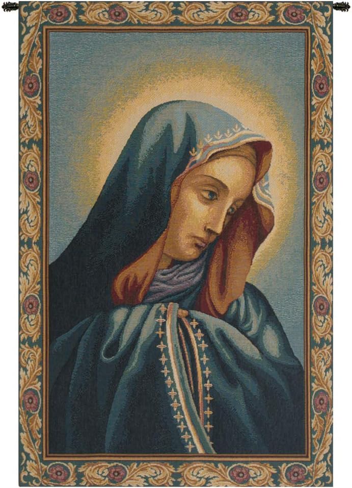 Charlotte Home Furnishings Inc. Mater Dolorosa Italian Tapestry Wall Hanging 27 X 17 Inch Viscose Cotton And Polyester Blend Wall Art Perfect For Home Decor And Wall Decor By Raphael