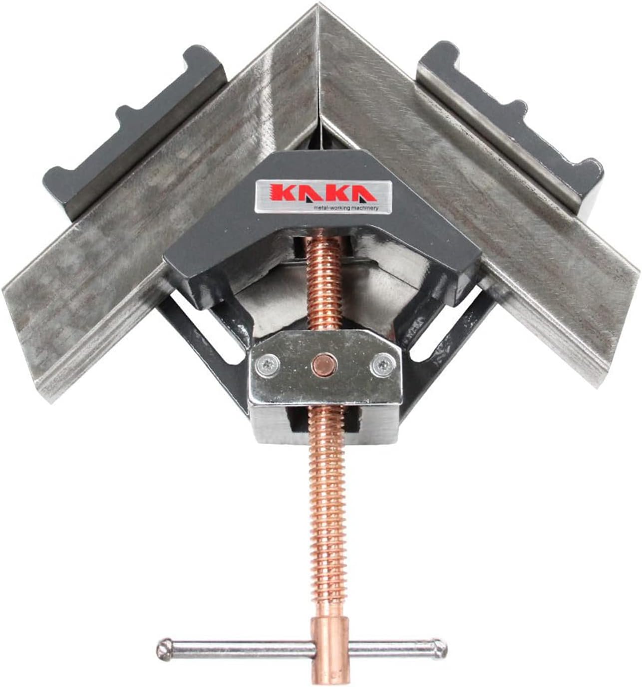 KAKA INDUSTRIAL Angle Clamp Heavy Duty Right 90-Degree Welding Clamp Vice, 4-Inch Jaw Opening, for Woodworking Corner Miter, Metalworking, and Photo Framing, AC-100