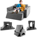 Costzon Convertible Toddler Couch, 8PCS Kids Modular Play Sofa w/Detachable Cover for Playroom, Creative Couch for Playing, Creating & Sleeping, Imaginative Furniture for Girls & Boys (Gray)
