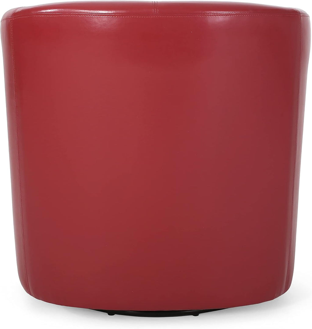 Christopher Knight Home Daymian PU Swivel Club Chair, Red 29D x 30W x 30.25H Inch