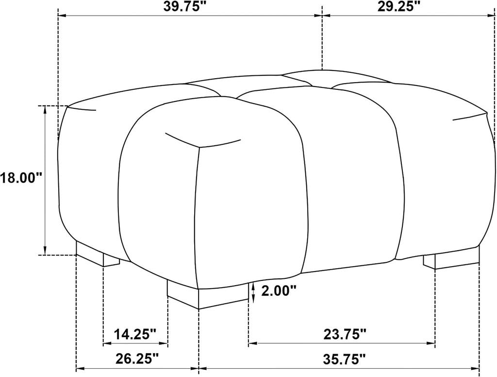 Coaster Home Furnishings - Octavia - Fabric Upholstered Rectangular Ottoman with Grid Tufting, Wood Frame and Black Legs - Living Room - Camel - 509964