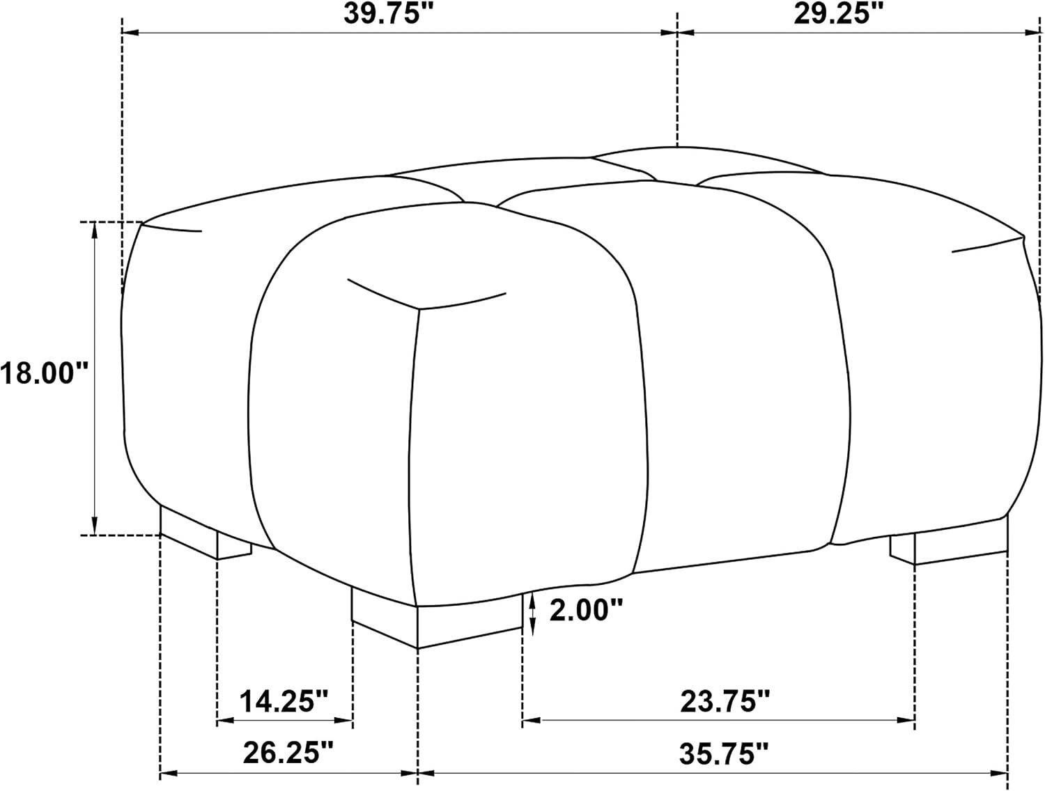 Coaster Home Furnishings - Octavia - Fabric Upholstered Rectangular Ottoman with Grid Tufting, Wood Frame and Black Legs - Living Room - Camel - 509964