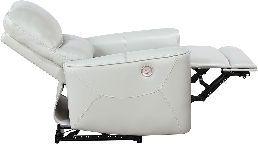 Coaster Home Furnishings - Greenfield - Faux Leather Upholstered Power Recliner Chair with Power Reclining, USB Port, and Channel Tufting - Living Room - Dove Grey - 610263P
