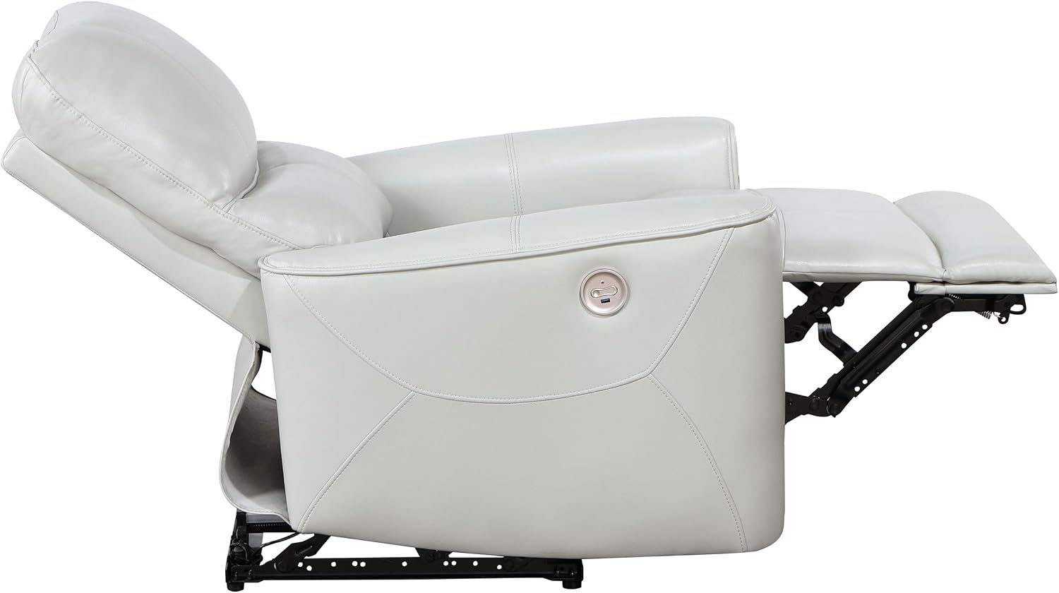 Coaster Home Furnishings - Greenfield - Faux Leather Upholstered Power Recliner Chair with Power Reclining, USB Port, and Channel Tufting - Living Room - Dove Grey - 610263P