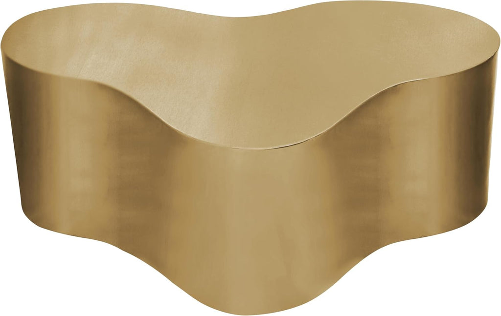 Meridian Furniture 238Gold-C Tevere Collection Modern | Contemporary Coffee Table with Brushed Metal, Unique Shape, 39' W x 24' D x 14.5' H, Gold