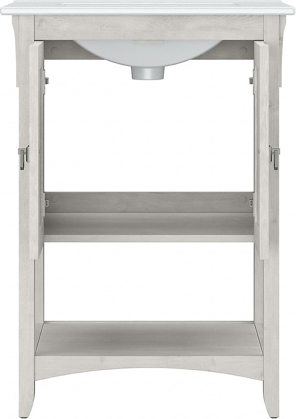Bush Home Salinas 24W Bathroom Vanity Sink and Medicine Cabinet with Mirror in Linen White Oak