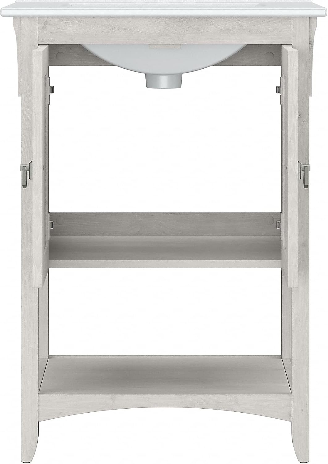 Bush Home Salinas 24W Bathroom Vanity Sink and Medicine Cabinet with Mirror in Linen White Oak