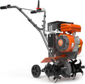 NOVUS 2 in 1 Gas Tiller Cultivator with 79cc 4-Cycle Engine, 9'-17' Tool-Free Tilling Width Adjustment, 24 Steel Tines, Never-Flat Wheels,Front Tine Gardon Tiller for Lawn, Field Soil Cultivation