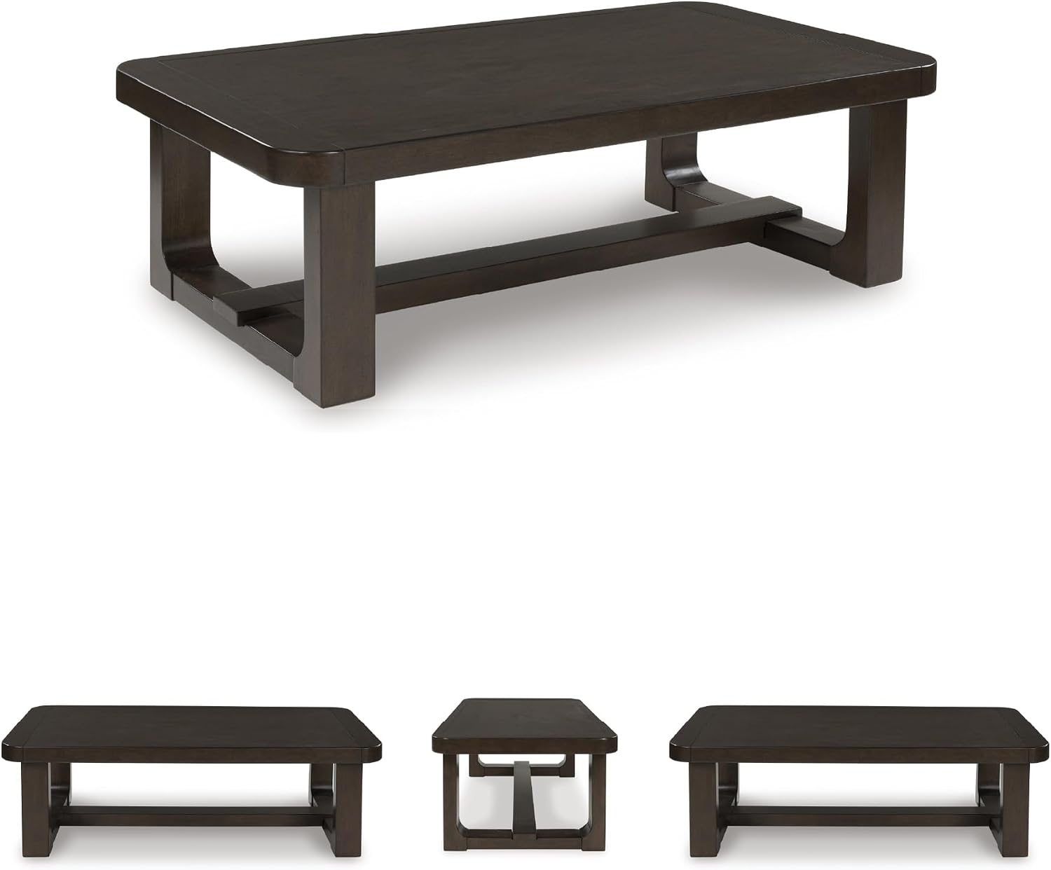 Signature Design by Ashley Breckington Modern Coffee Table with Trestle Base, Dark Brown