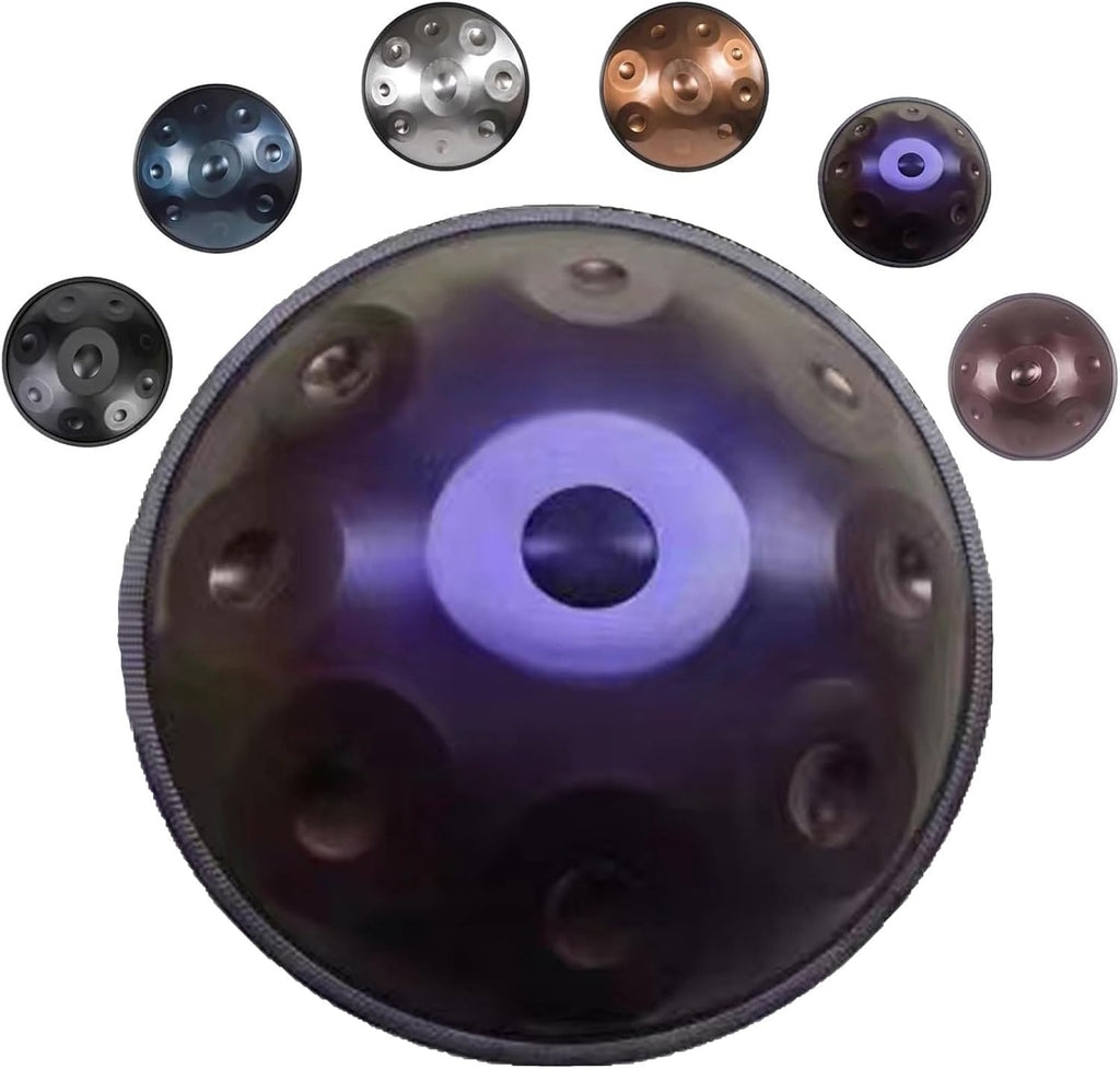 Hand Pan Drum 440hz/432hz Adults Handpan Drum Instrument in D Minor 9/10/12 Notes Steel Handpan with Soft Hand Pan Bag Mallets Bracket 22 Inches(Deep purple,440HZ/12Note)