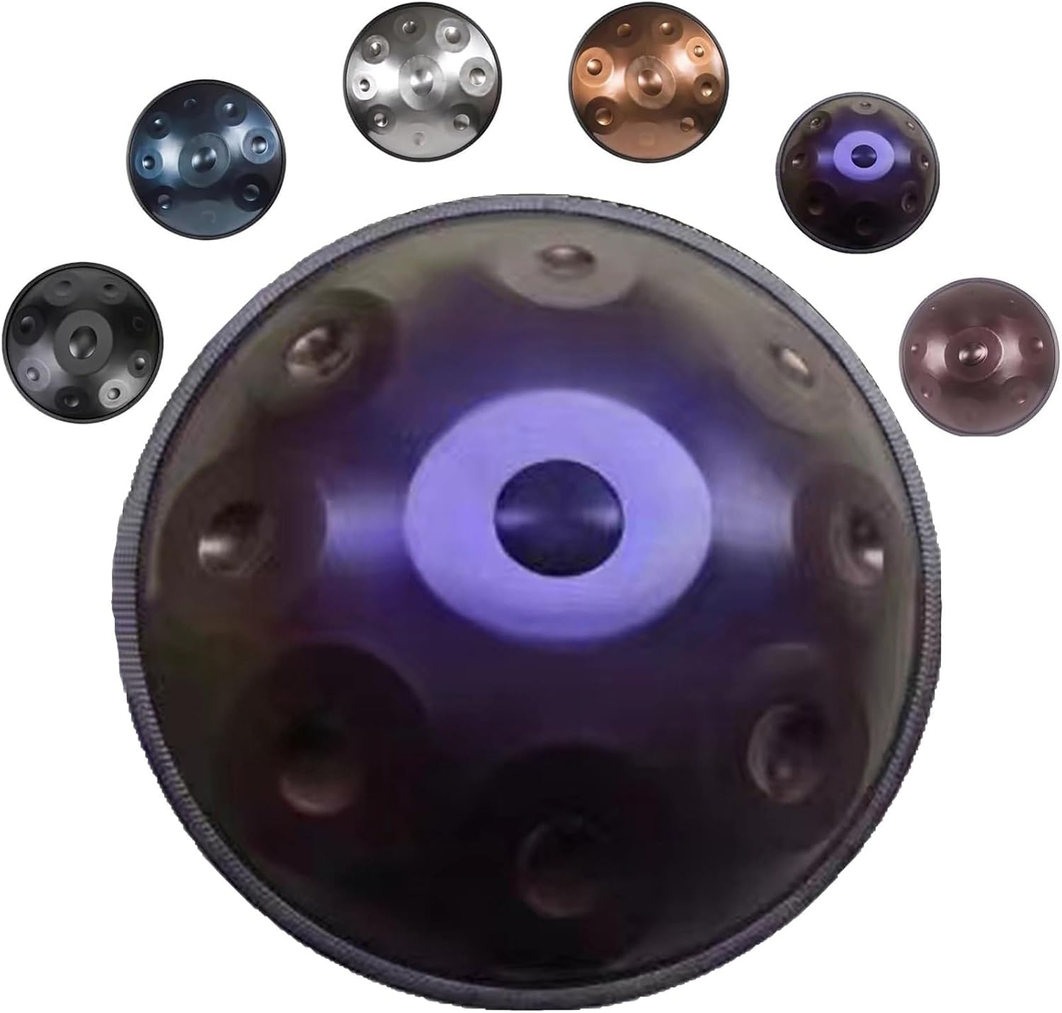 Hand Pan Drum 440hz/432hz Adults Handpan Drum Instrument in D Minor 9/10/12 Notes Steel Handpan with Soft Hand Pan Bag Mallets Bracket 22 Inches(Deep purple,440HZ/10Note)