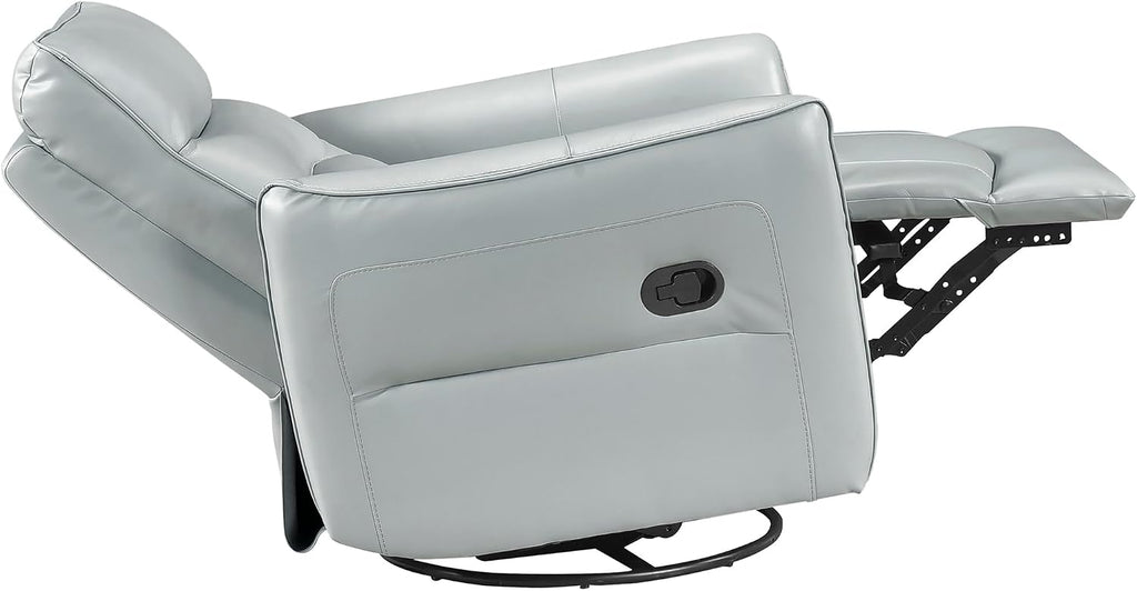 Lexicon Swivel Glider Reclining Chair, Top Grain Leather Match Manual Recliner, Comfy Nursery Glider Recliner, Swivel Reclining Chair for Living Room/Office/Bedroom/Apartment, Aqua