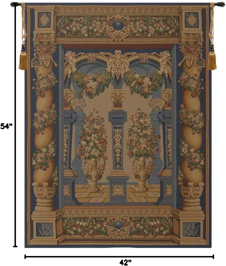 C Charlotte Home Furnishings Inc Loggia Columns European Tapestry Wall Hanging | Viscose Cotton and Polyester Blend Wall Art | 54 in. x 42 in | Home Decor Accents | Inspired by Famous