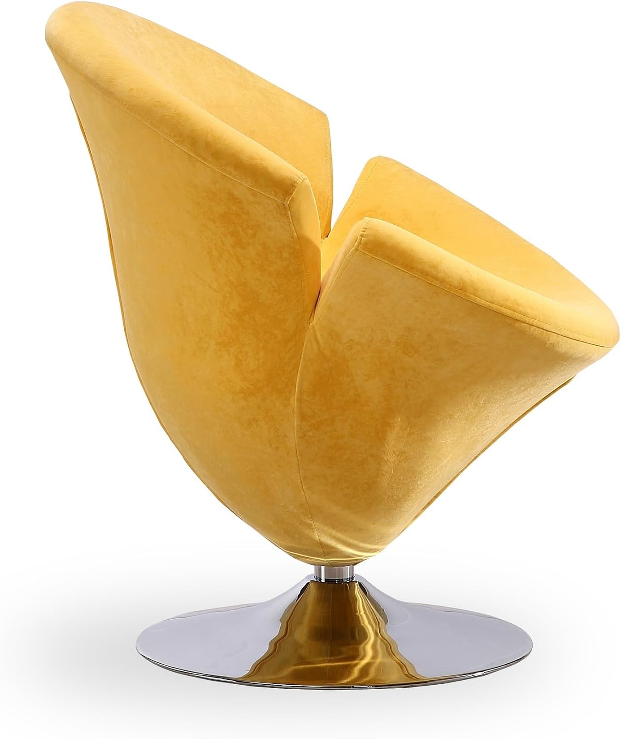 Manhattan Comfort Tulip Swivel Accent Chair Set of 2 with 360° Turn, Modern Flower Inspired Design, Soft Velvet Upholstery, Polished Chrome Base, No Assembly Required, 300 Lbs Capacity, Yellow