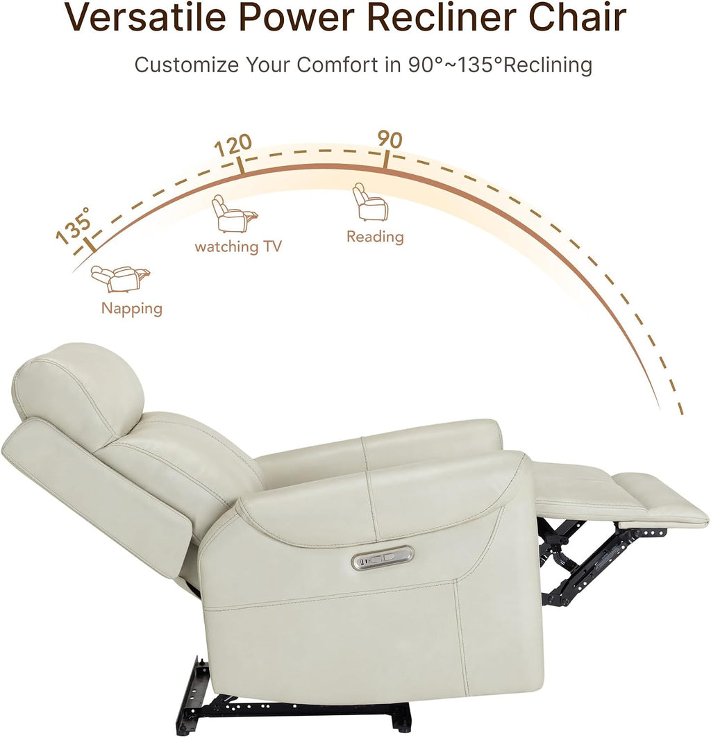 KISLOT Wall Hugger Recliner Chair for Adults, Faux Leather RV Recliner with USB Charging Ports Electric Power Reclining Sofa for Living Room Home Theater Seating Bedroom