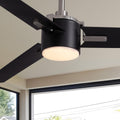 56 Inch Black Ceiling Fans with Lights, Reversible Quiet DC Motor, Modern Ceiling Fan with Light and Remote, Indoor/Outdoor Use
